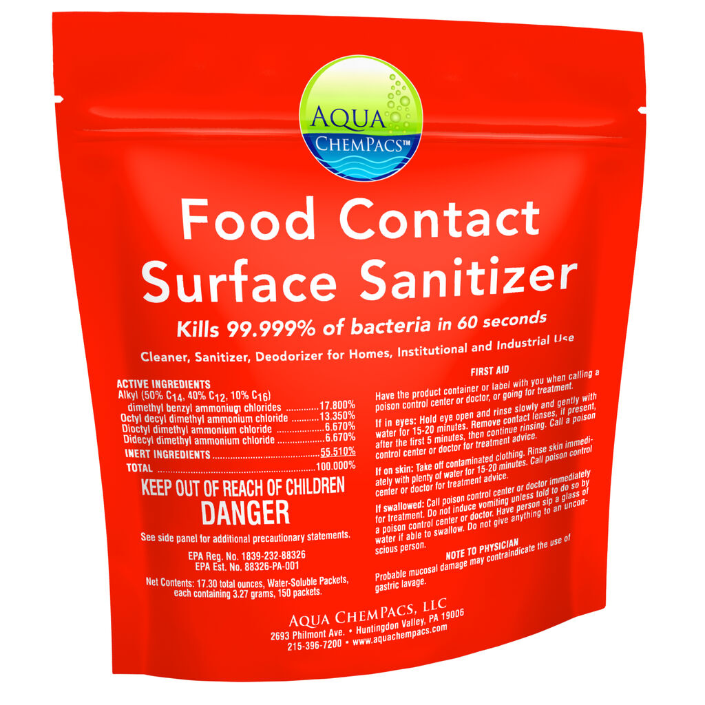 Aqua ChemPacs Food Sanitizer 1 x 150_PK x 3.27 grams (9321296) - Left.jpg